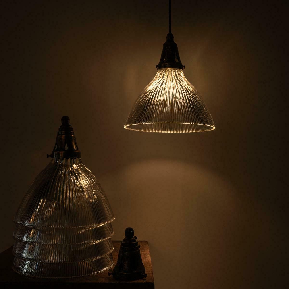 Antique Holophane Pendant Lights With Original Brass Fittings photo Lighting