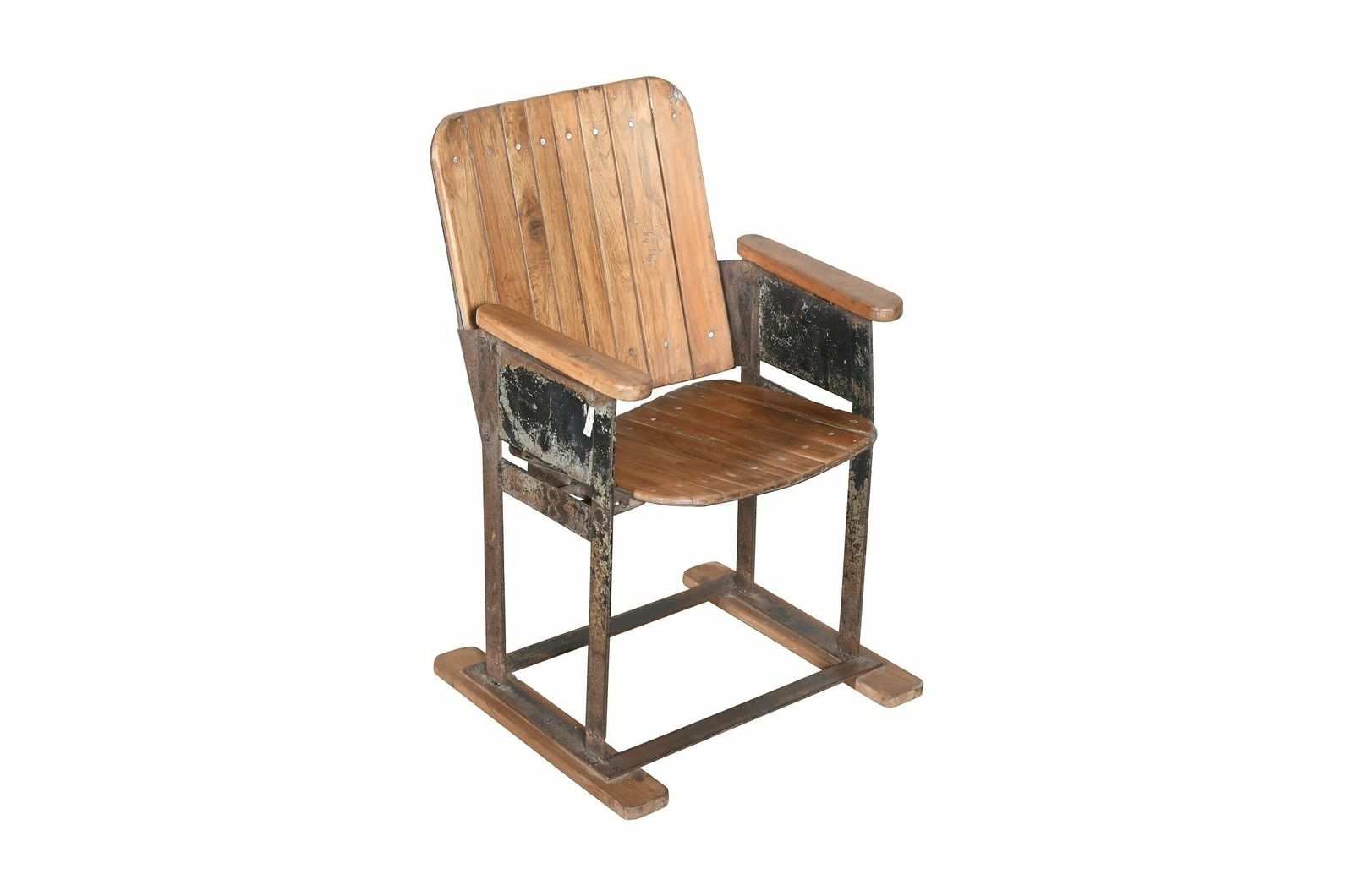 Antique Indian Folding Wooden Cinema Seat photo for sale