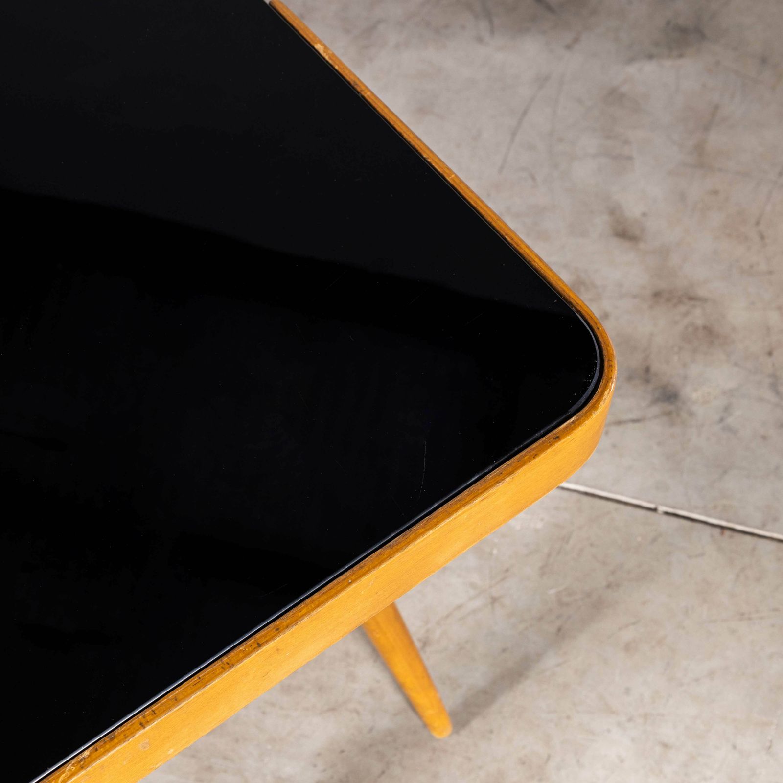 1950’s Czech Side Occasional Table By Jiri Jiroutek – Black Opaxit Glass photo furniture