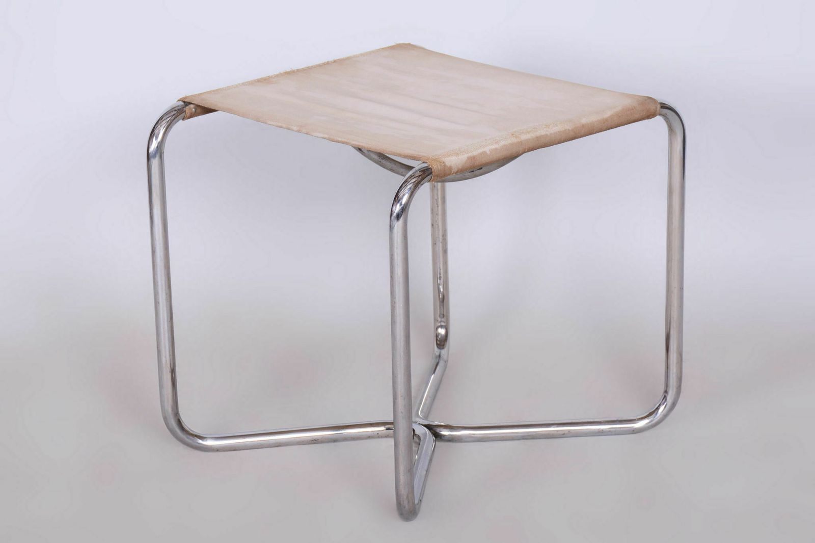 Restored Bauhaus Stool, Mücke Melder, Chrome Plated Steel, Czechia, 1930s photo furniture