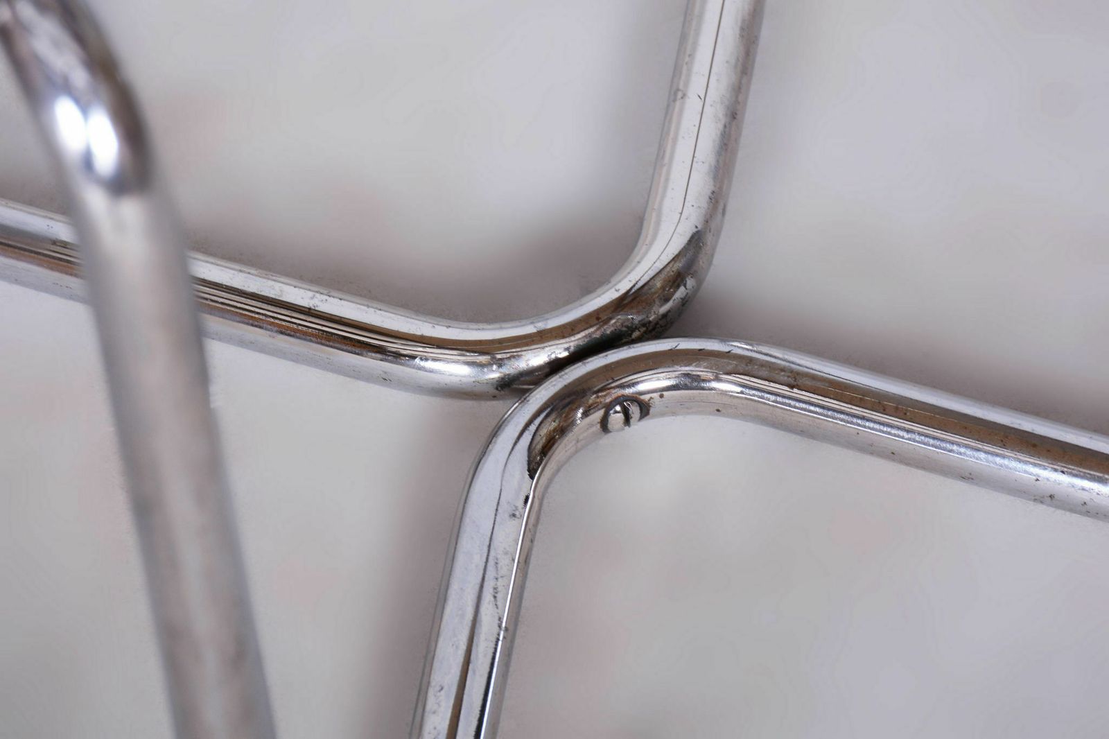Restored Bauhaus Stool, Mücke Melder, Chrome Plated Steel, Czechia, 1930s photo Furniture