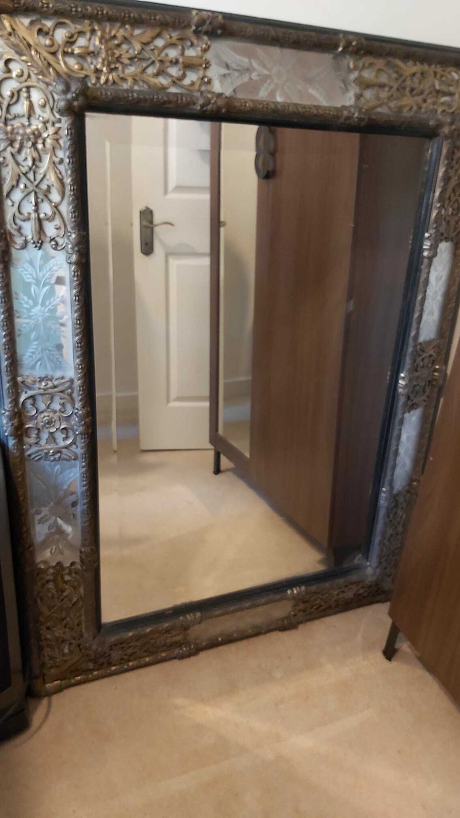 Antique Wood And Bronze Frame Very Heavy In Good Condition Needs Cleaning