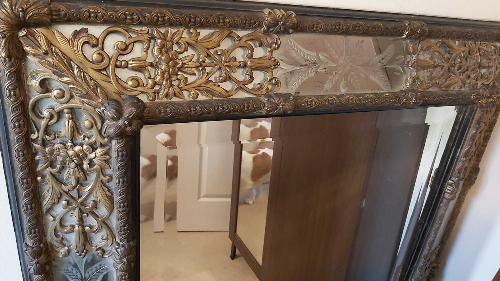 Antique Wood And Bronze Frame Very Heavy In Good Condition Needs Cleaning photo for sale