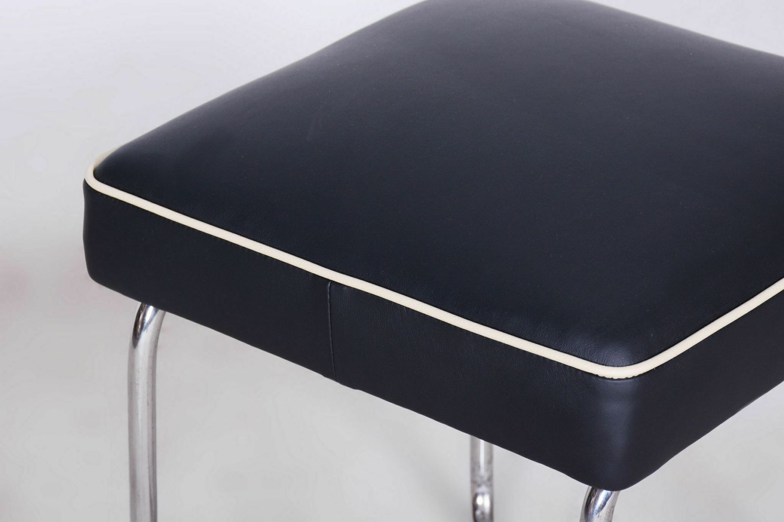 Restored Bauhaus Stool, M. Breuer, Mücke Melder, Chrome, High Quality Leather, Czechia, 1930s photo Furniture