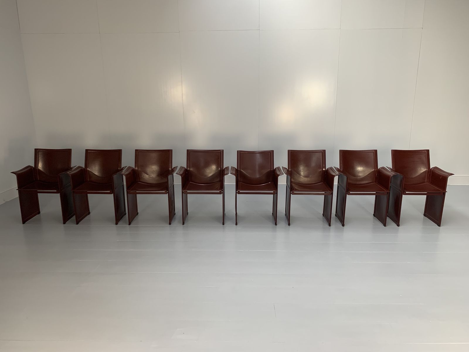 8 Matteo Grassi “Korium” Dining Chairs – In Brown Coach Leather photo Furniture