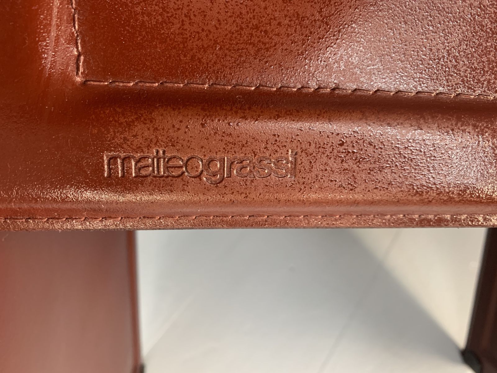 photo buy 8 Matteo Grassi “Korium” Dining Chairs – In Brown Coach Leather