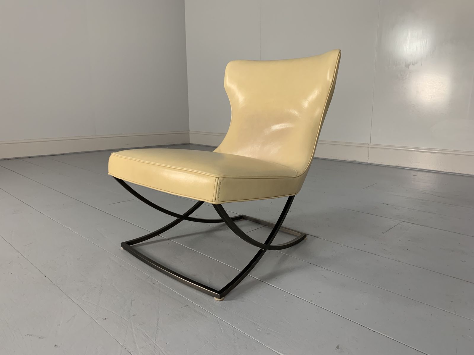 Pair Of Baxter “Paloma” Chairs – In Cream Leather photo 3900.0