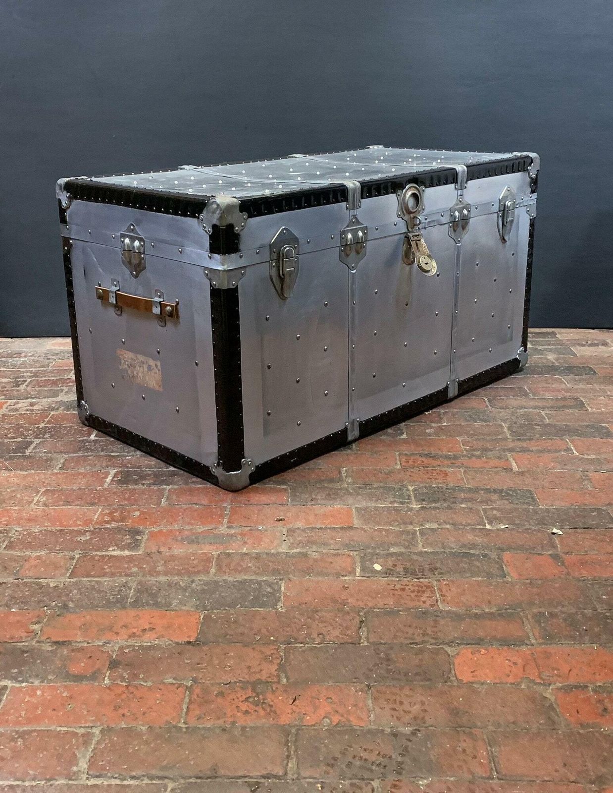 Large Art Deco Aluminium Coffee Table Trunk photo for sale