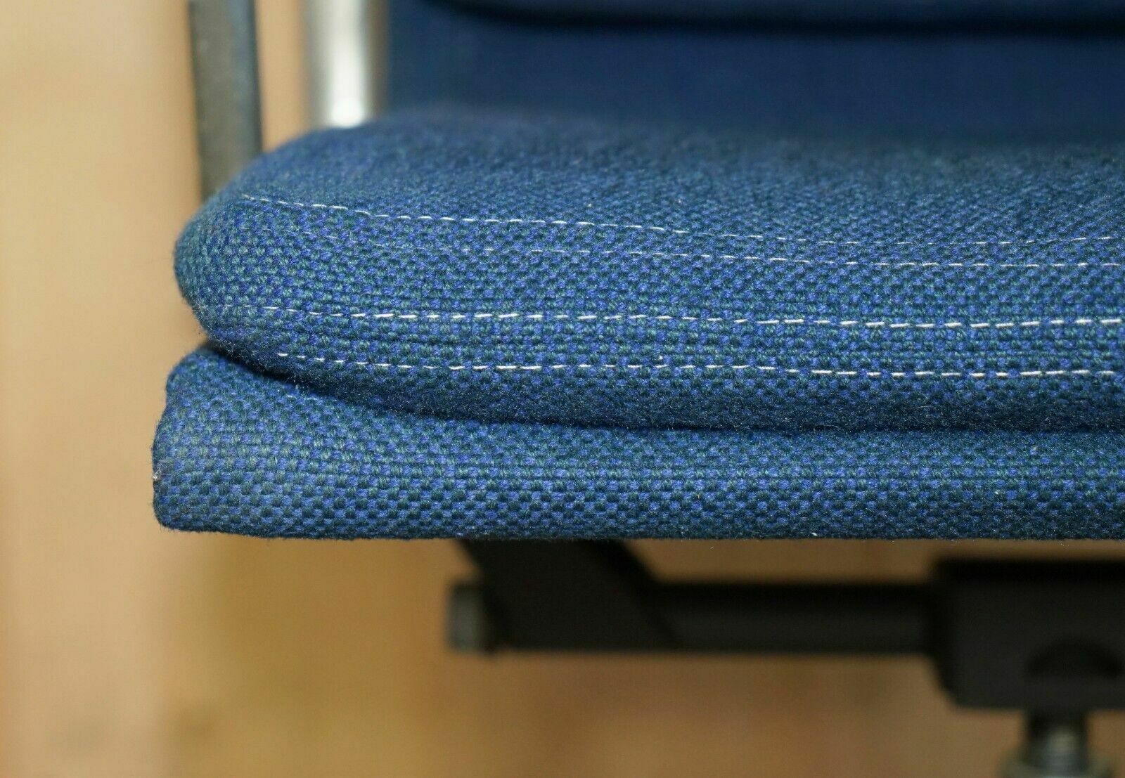 Furniture Rare Original Herman Miller Blue Linen Eames Ea217 Softpad Office Swivel Chair photo