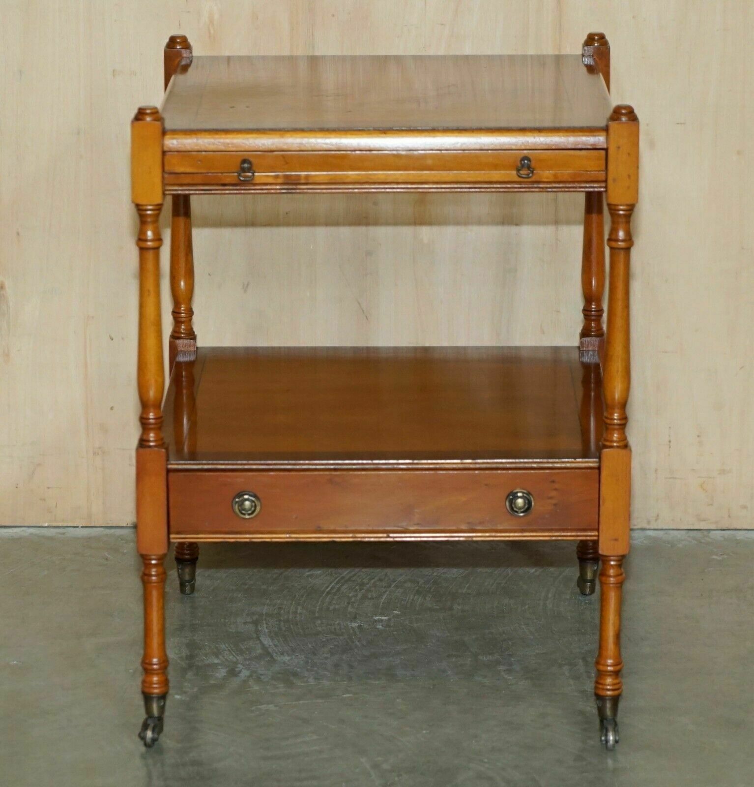 Bradley Furniture Stamped Flamed Mahogany Side Table With Butlers Serving Tray photo for sale
