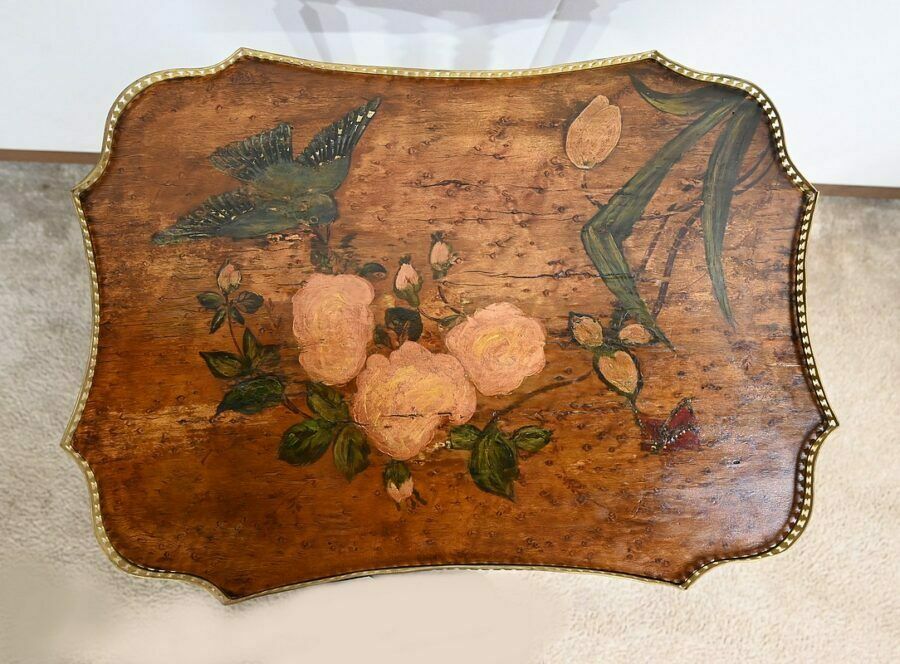 Small Thuya Speckled Living Room Table With Painted Decoration – 1920 photo Furniture