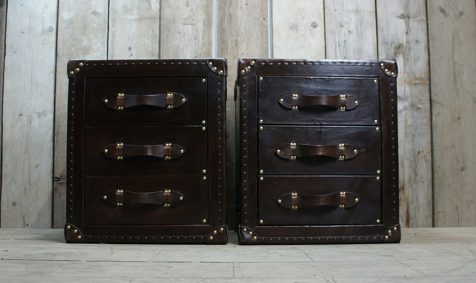 Dark Brown Luxury Leather Bedroom Trunks, Bedroom Decor, Furniture Set, Console Tables