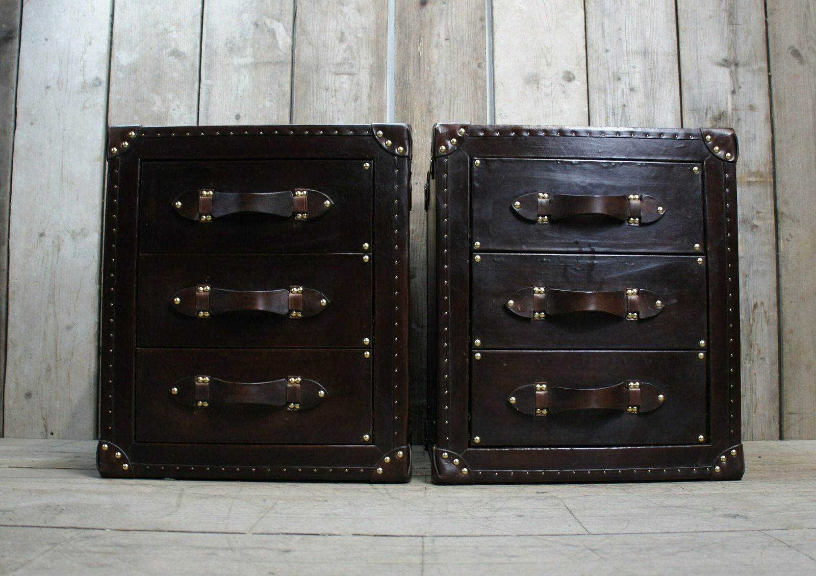 Dark Brown Luxury Leather Bedroom Trunks, Bedroom Decor, Furniture Set, Console Tables photo furniture