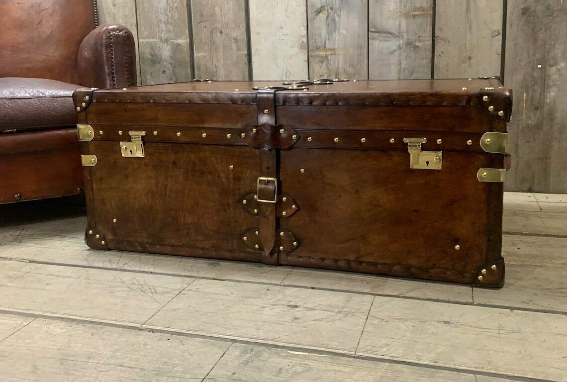 Room Decor Home Furnishings Large Leather Coffee Table Trunk photo furniture