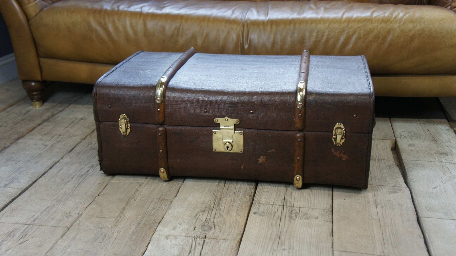 English Wood And Banded Travel Trunk