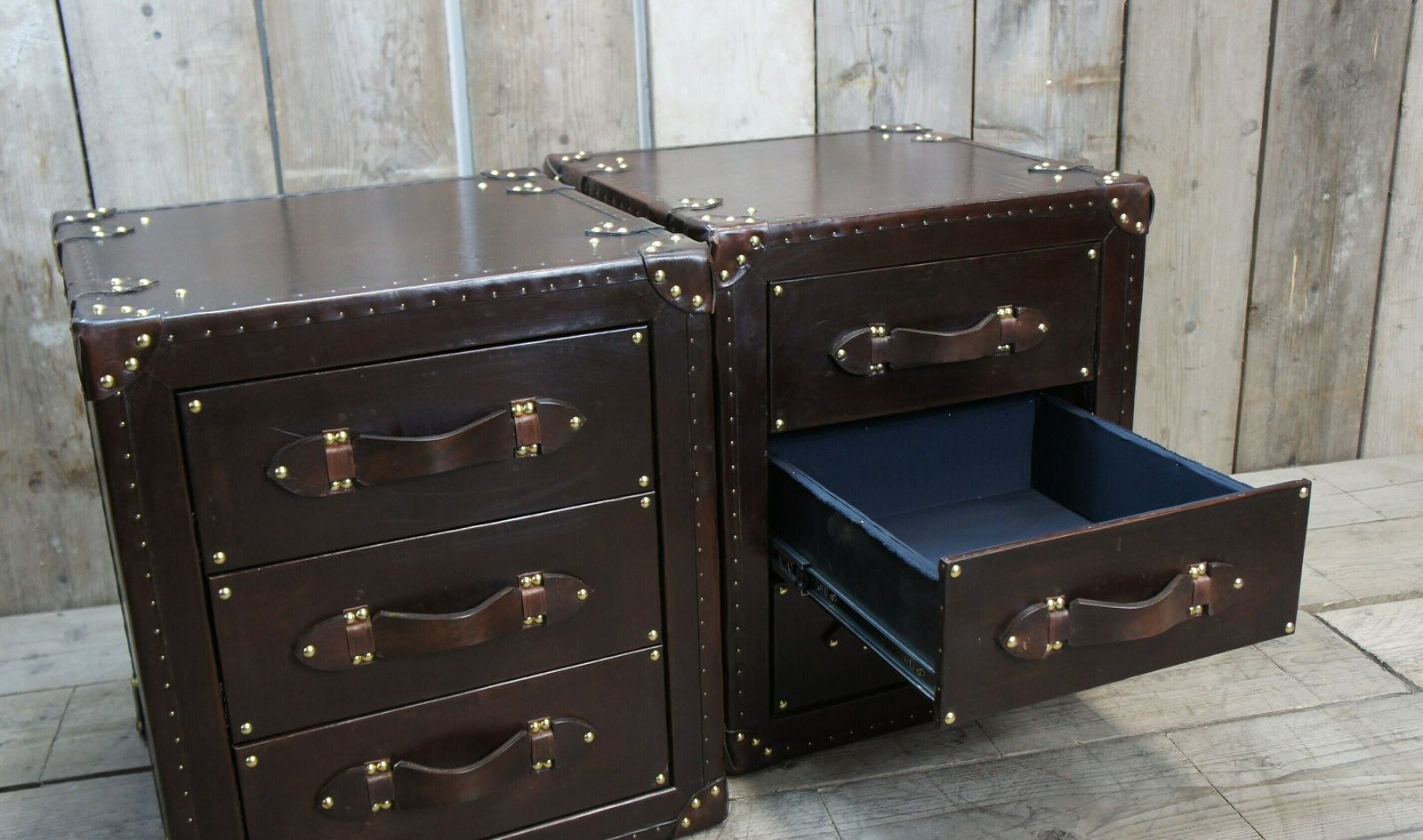 Chestnut Brown Luxury Leather Nightstands , Bedroom Decor , Bedroom Furniture photo buy