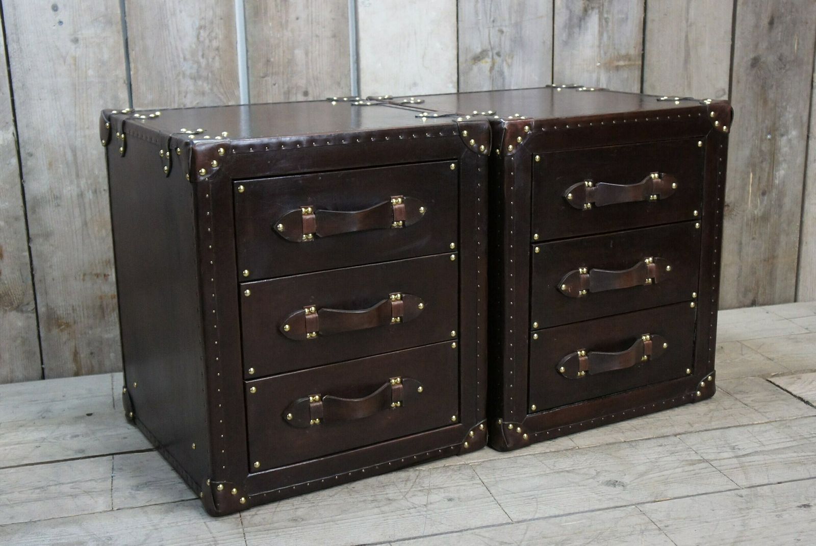 photo for sale Chestnut Brown Luxury Leather Nightstands , Bedroom Decor , Bedroom Furniture