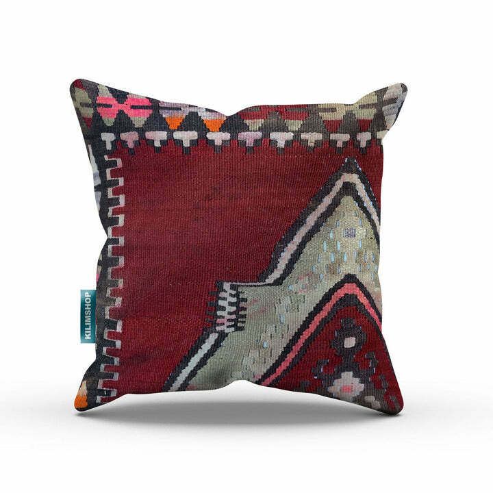 Turkish Kilim Cushion Cover 60x60 Cm Square Wool Kelim Pillow Moroccan  66380 photo furniture