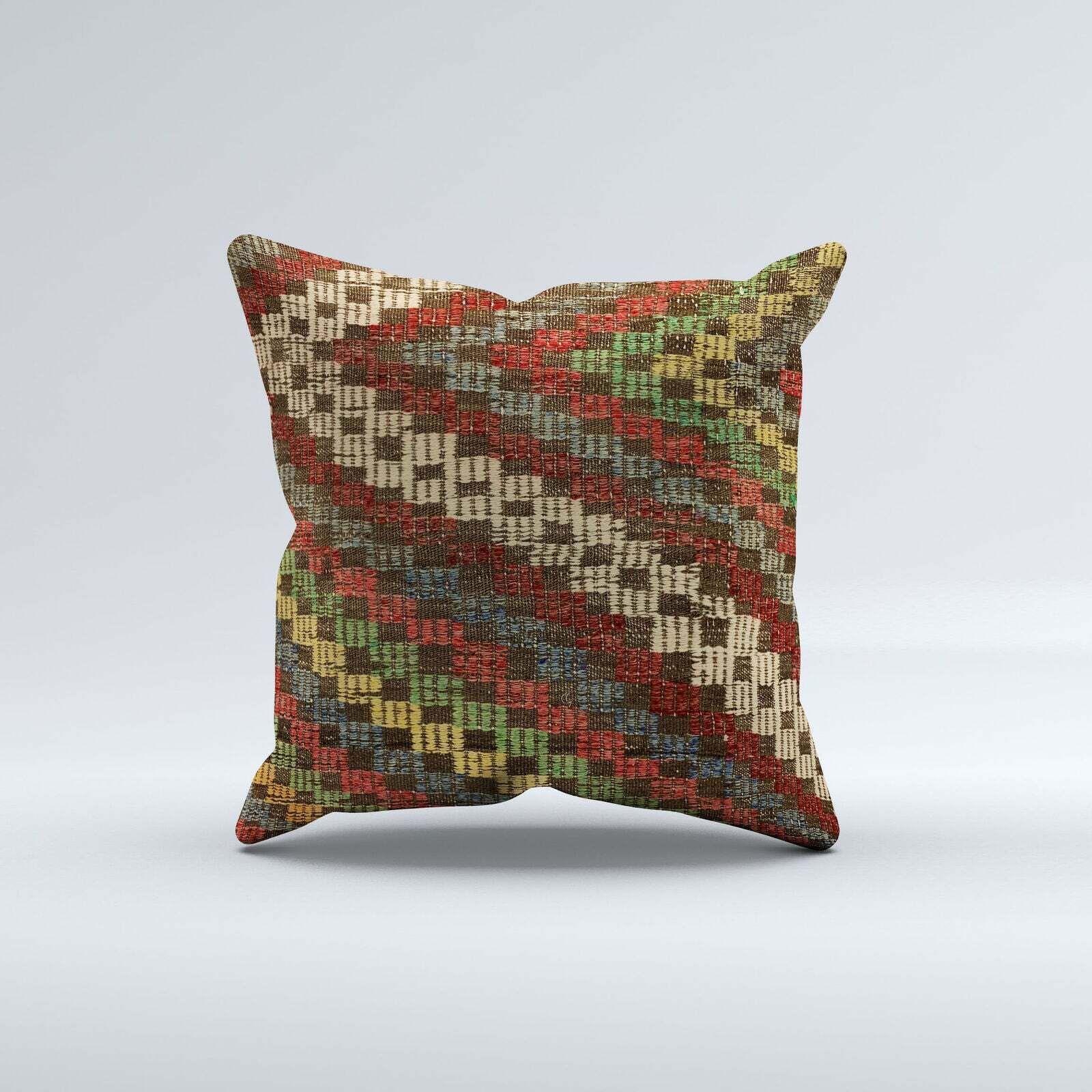 Vintage Turkish Kilim Cushion Cover 60x60 Cm Square Wool Kelim Pillowcase 66430