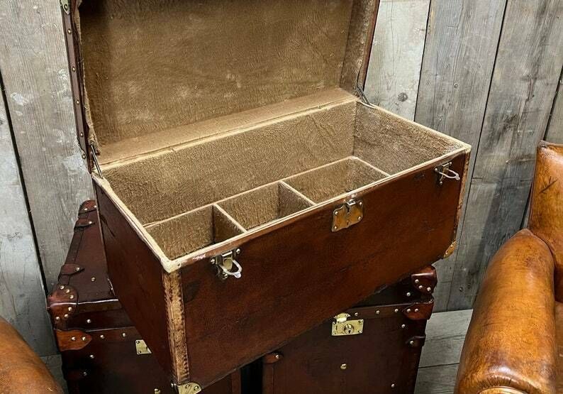Antique French Luxury Shoe Trunk Chest Travel Luggage photo vintage