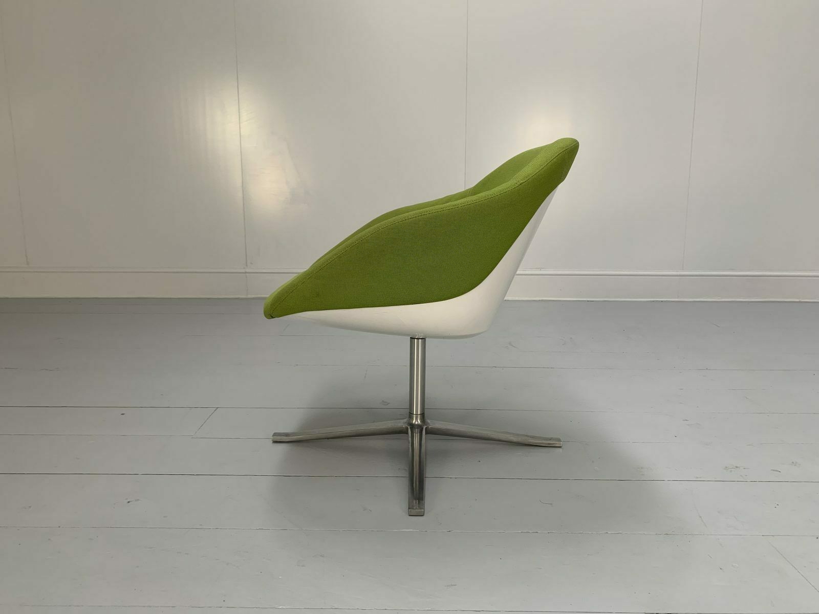 photo for sale Suite Of 4 Walter Knoll “Turtle” Armchairs – In Lime Green Fabric