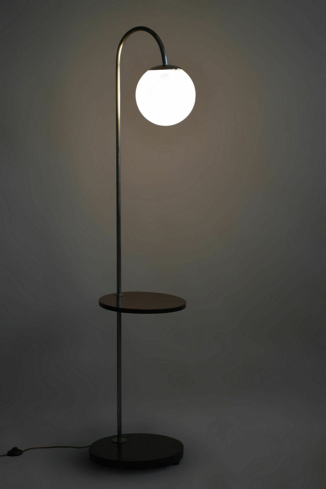 Restored Bauhaus Floor Lamp, New Electrification, Beech, Chrome, Architect Hana Kucerova Zaveska, Czechia, 1930s photo furniture