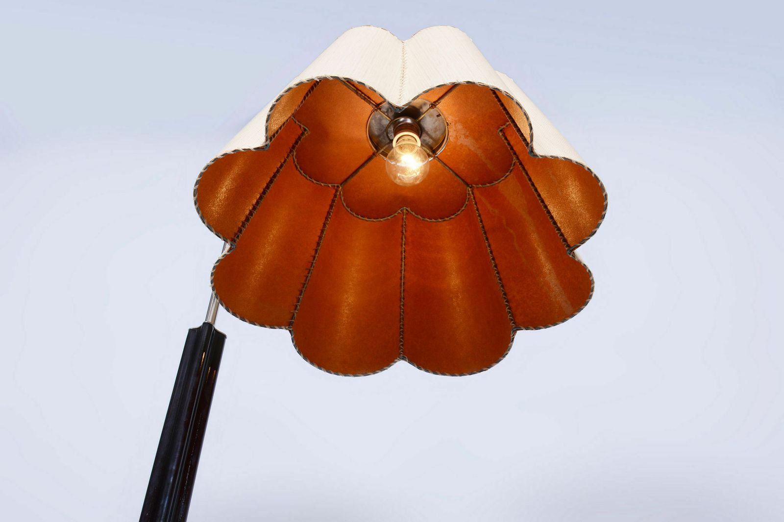 Restored Artdeco Floor Lamp, J. Halabala, Up Zavody, New Lacquer, New Electrification, Walnut, Oak, Czechia, 1930s photo Lighting