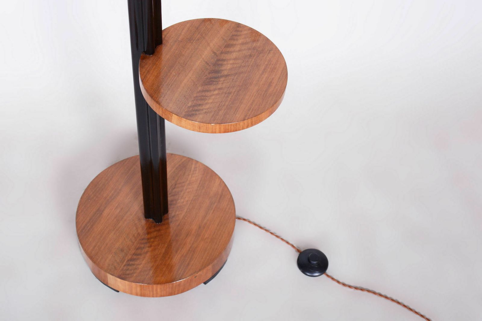 photo furniture Restored Artdeco Floor Lamp, J. Halabala, Up Zavody, New Lacquer, New Electrification, Walnut, Oak, Czechia, 1930s