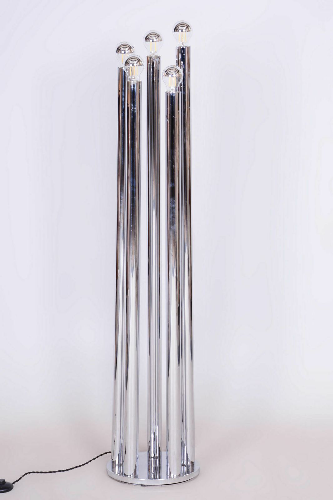 Restored Bauhaus Floor Lamp, Unusual Design, Chrome, New Electrification, France, 1950s
