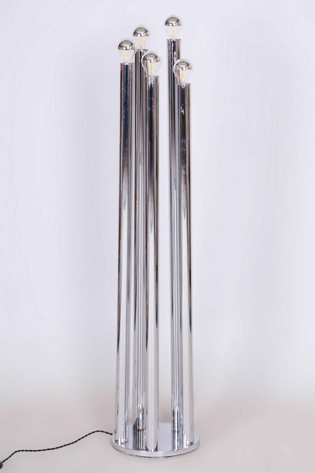 Restored Bauhaus Floor Lamp, Unusual Design, Chrome, New Electrification, France, 1950s photo buy
