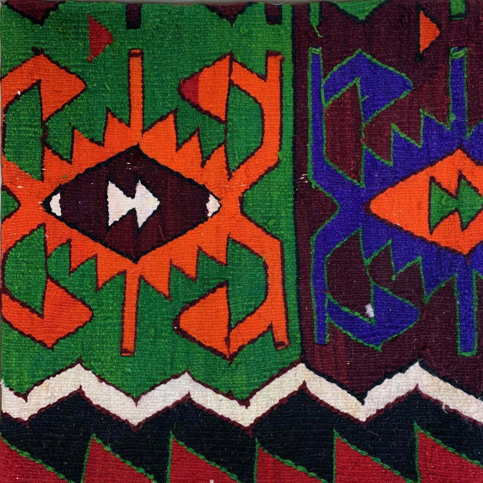 Vintage Kilim Cushion Cover 60x60 Cm Square Wool Kelim Pillow Moroccan Decor photo 65.0