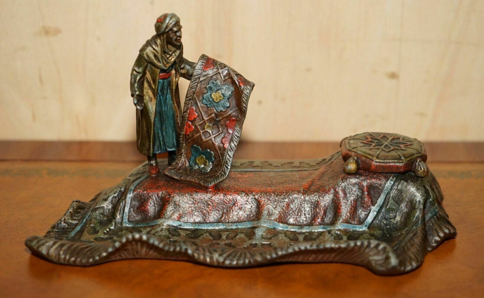 Austrian Cold Painted Bronzed Carpet Seller Ink Stand After Franz Bergman photo furniture