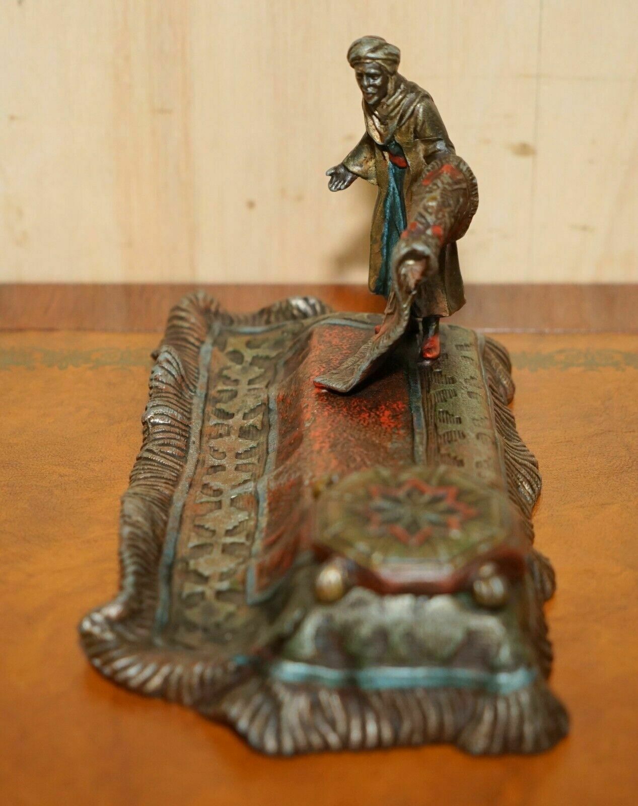 500.0 Austrian Cold Painted Bronzed Carpet Seller Ink Stand After Franz Bergman photo