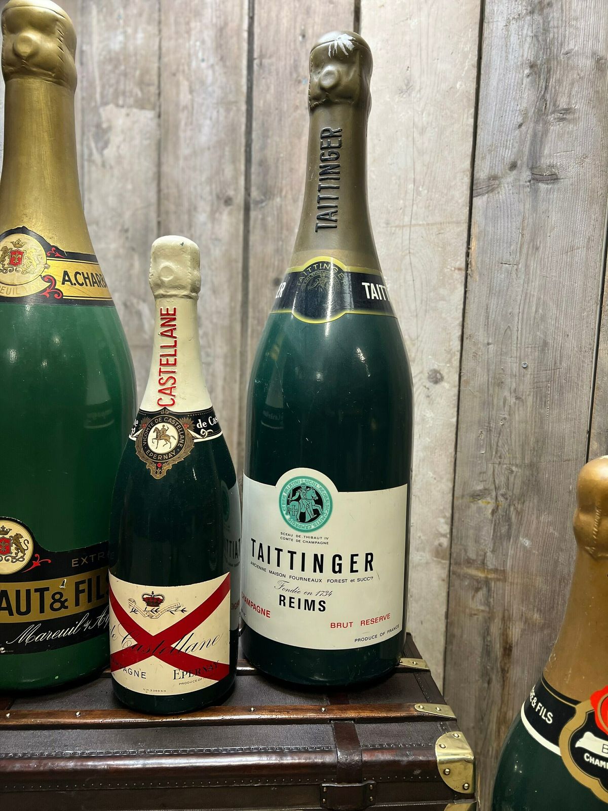 Champagne Bottles Huge Fibre Glass Brewery Display Bottles Extra Large Advertising Pub Ware photo vintage