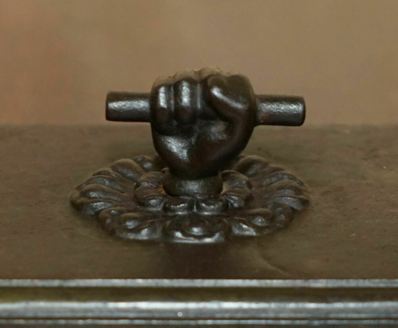 photo for sale Rare Antique Victorian A Kenrick & Sons N°5 Clenched Fist Bronze Paperweight