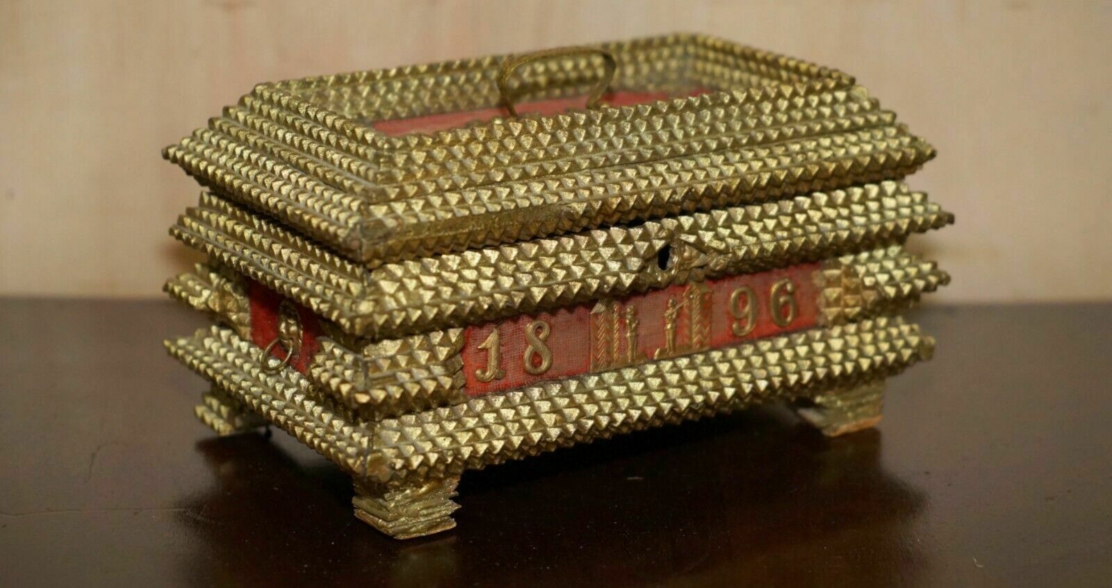 1896 Dated Tramp Art Jewellery Box Zum Andenken / In Memory Of Jewellery Box photo furniture