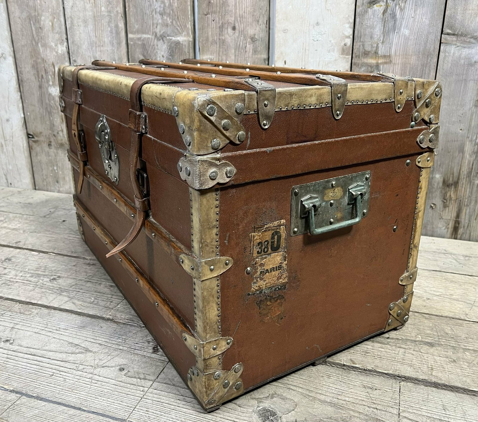 photo for sale Amazing French Luxury Travel Trunk Coffee Table Bed End Table 2 Trays Cast Fittings