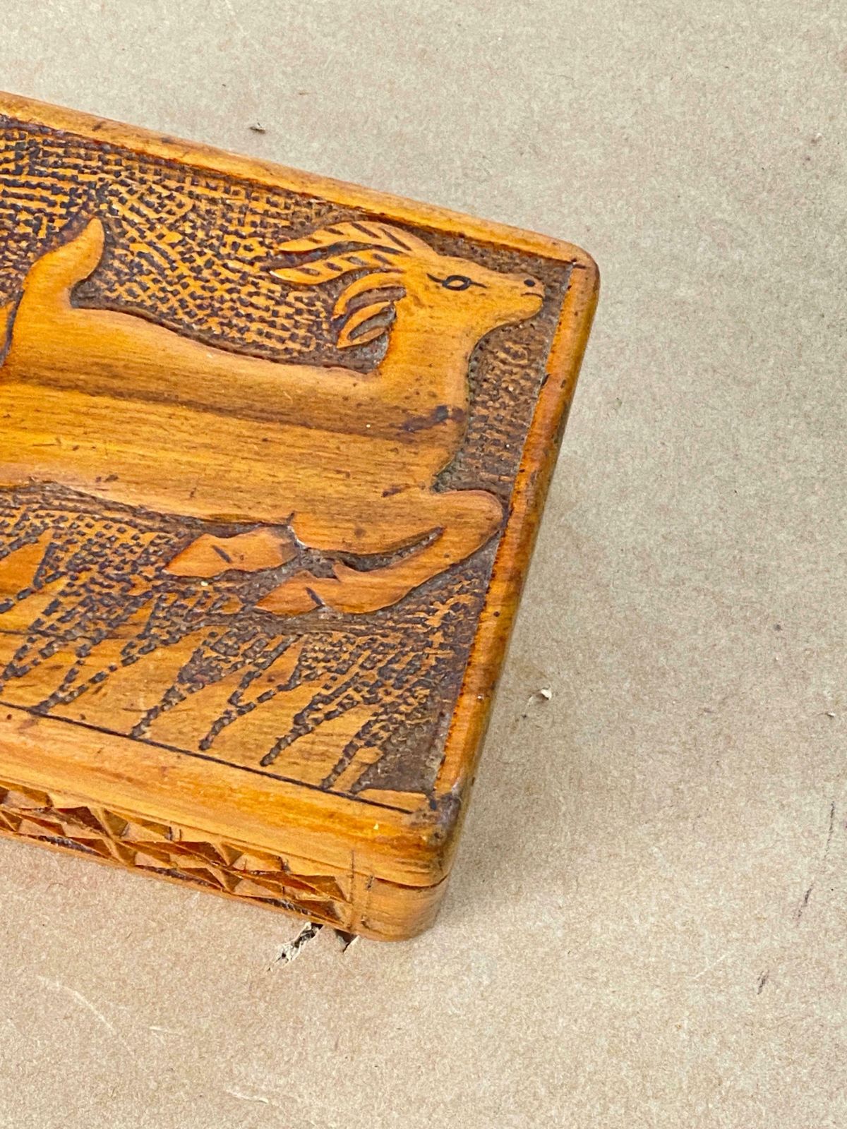 Mid Century Modern Hand Carved Trinket Box In Walnut Wood, France, C. 1939 photo for sale