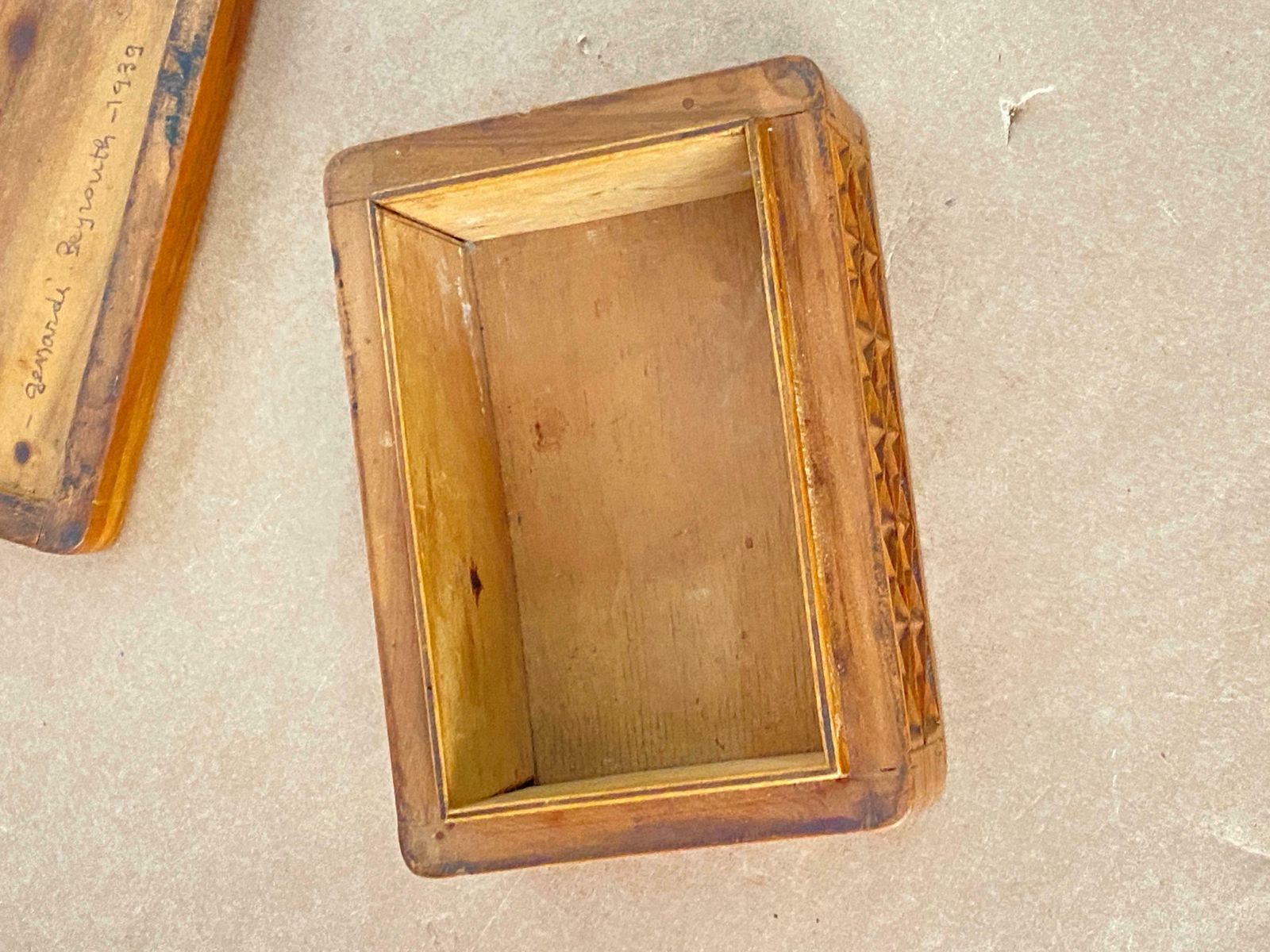 Mid Century Modern Hand Carved Trinket Box In Walnut Wood, France, C. 1939 photo buy