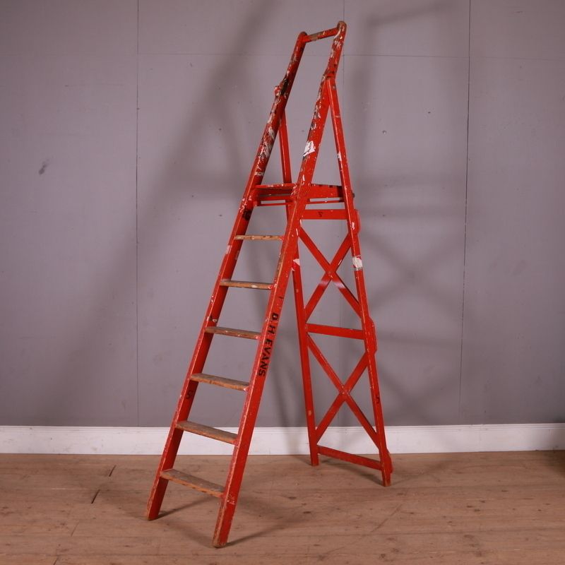 Painted Library Ladder, 1920s, Vintage