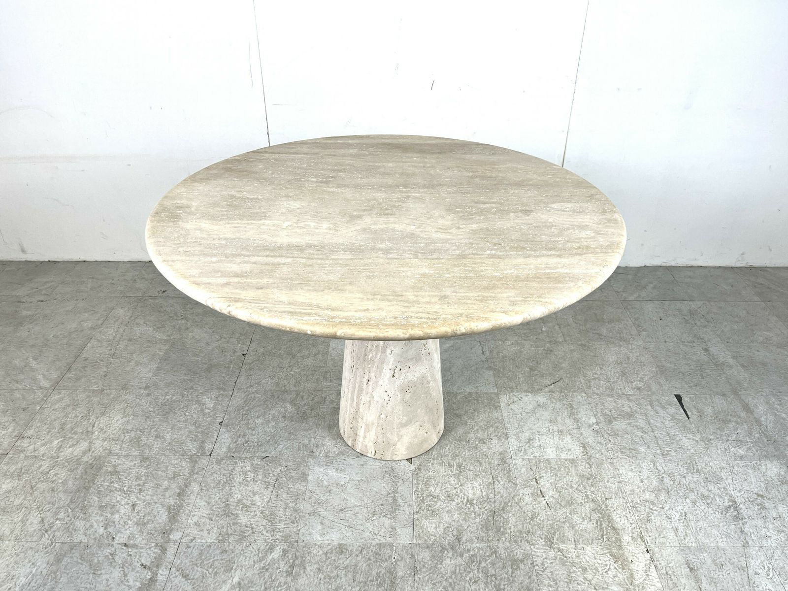Travertine Dining Table In The Style Of Angelo Mangiarotti, 1970s photo vintage