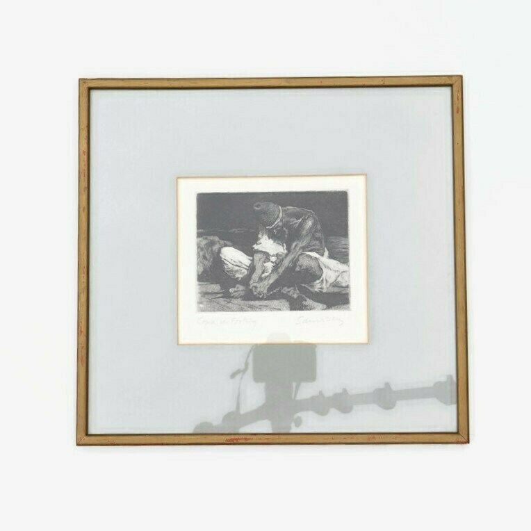 Wooden Framed Engraving An Arabic Man Keeping Watch Over The Dead Body Of His Friend Copy Of 1866 Mariano Fortuny, 1838–1874 . photo for sale