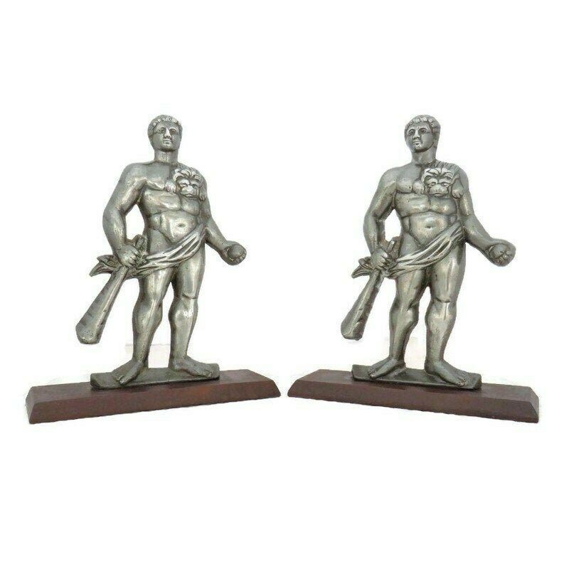 Antique Metal Cast Figures Of Hercules From The Tampion Big Guns Of Hms Hercules Mounted On Bakelite Bases , Antique Ship's Memorabilia photo for sale