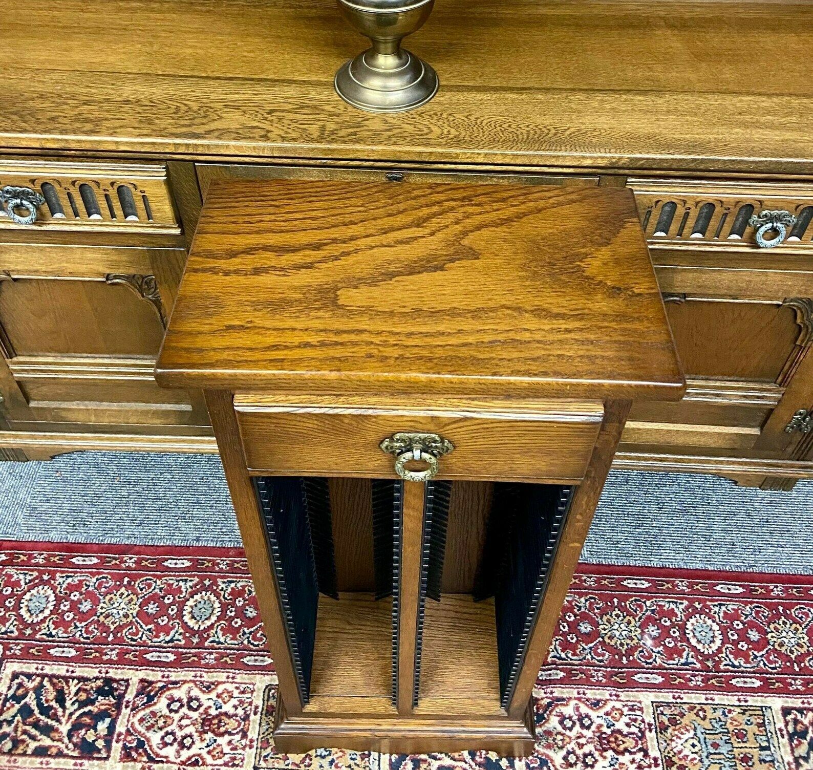 Vintage Old Charm Wood Brothers / Light Oak Cd Rack With Drawer / Made In England
