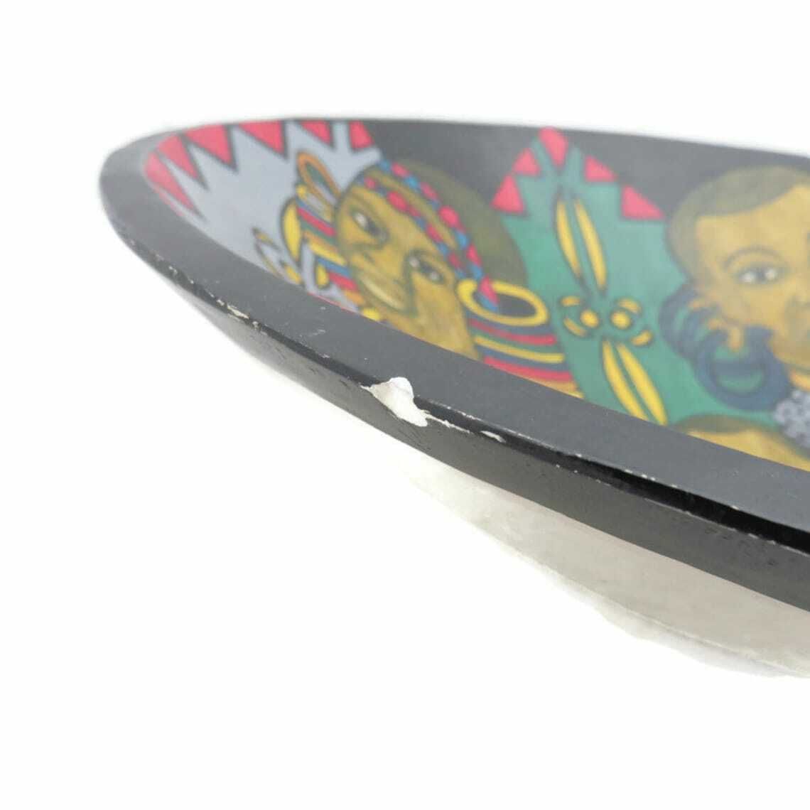 Large African Soapstone Bowl Centrepiece With Hand Painted Tribal African Family photo 50.0
