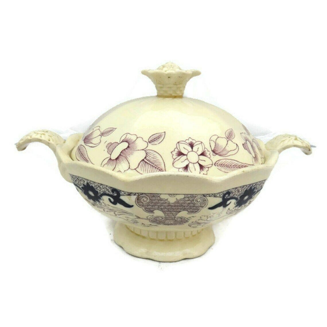 Masons Ironstone Early 20th Century Tureen Lidded With A Floral And Oriental Design USA Patent 76999 photo for sale