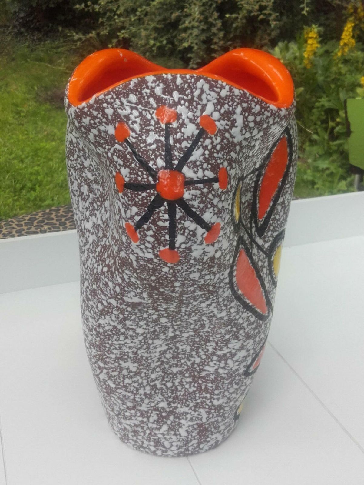 1950s French Enamel Ceramic Vase Le Vaucour Vallauris photo for sale