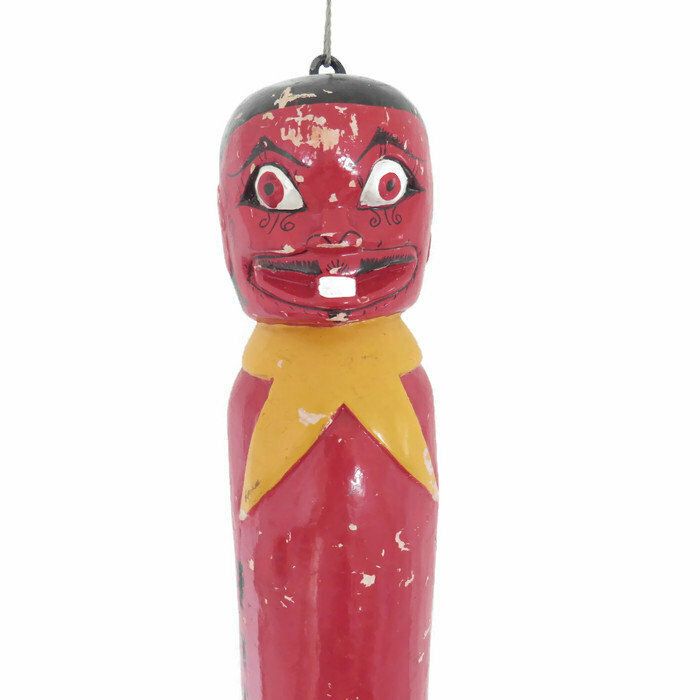 Long South East Asian Tall Wooden Temple Guardian Home Guardian Lacquered Decorative Wooden Statue