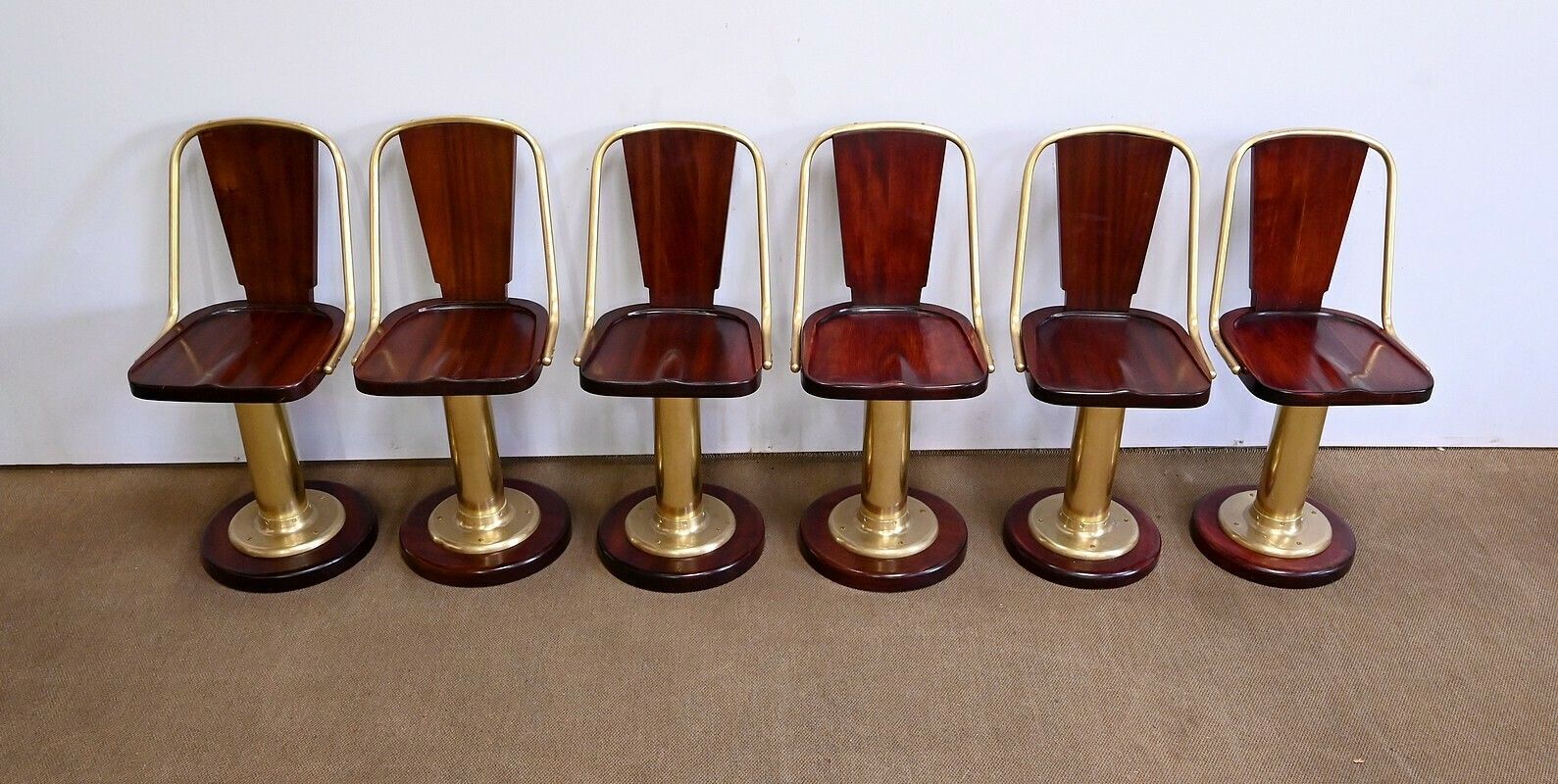 Rare Suite Of Six Liner Chairs, England – Early 20th Century photo vinterior