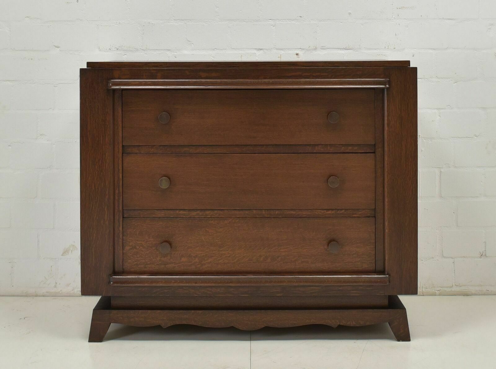Antique! Drawer Chest Ode Oak Brutalist Art Deco Vintage 1940 Charles Dudouyt photo furniture